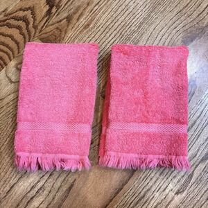 Vintage Cannon Royal Family Elegance Pink Hand Towels Fringe Set of 2 Cotton USA